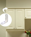 L Shaped Corner Brackets Set 18 Pieces Stainless Steel Right Angle Shelf Braces For Furniture And Home Improvement Projects Durable And Easy To Use Hardware attached to cabinet for support