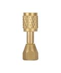 Brass Low-Loss Quick Coupler for HVAC Refrigerant Systems, 1/8 Inch NPT Female to 1/4 Inch SAE Flare, front view