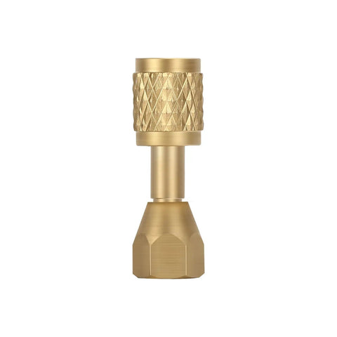 Brass Low-Loss Quick Coupler for HVAC Refrigerant Systems, 1/8 Inch NPT Female to 1/4 Inch SAE Flare, front view