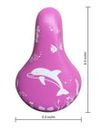 Pink Kids Bike Saddle For 14, 16, 18, 20, And 24 Inch Bicycles with dolphin design, breathable curve, soft foam, durable cover, kid-friendly
