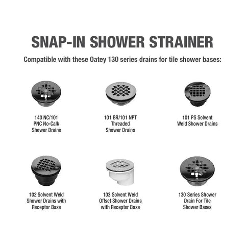 Universal Round Shower Strainer Snap In 4.25 Inch Drain Top Matte Black Finish Keeps Drain Clear And Flowing Freely With Durable Stainless Steel Construction Replacement Strainer To Stop Clogs In The Shower