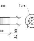 Premium Grade 2 Titanium Countersunk Screw Set Crisp Torx Drive Metric Fasteners detailed technical drawing with measurements