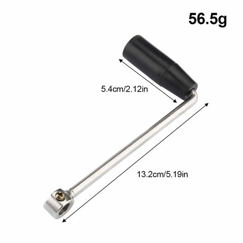 Metal lever arm with black grip showing dimensions, part of 20W Micro Hydroelectric Generator Kit For On The Go Outdoor Power Portable Water Turbine Generator With 0 To 30V DC Output Durable Emergency Charger Station For Home Camping And Off Grid Living.