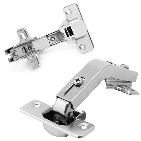 135 Degree Corner Folded Cabinet Door Hinge For Kitchen And Bathroom Cabinets Nickel Plated Iron Silver Finish Two Hole Base 1mm Thick