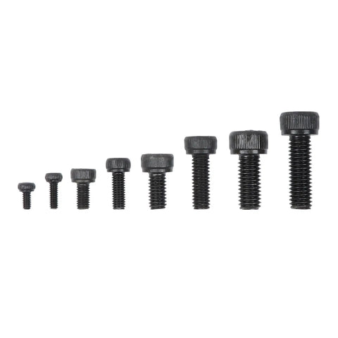 Heavy Duty Metric Bolts And Nuts Set With Flat And Lock Washers M2 To M5, 12.9 Grade Alloy Steel, Built To Last, Precise Threads Under 0.01mm Tolerance For Quick, No Fuss Assembly, black socket cap screws size range