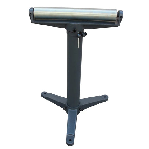 Big Time Heavy Duty Adjustable Pedestal Roller Stand With Smooth Ball Bearing Wheels Built For Tough Workshop Jobs And Solid Material Support Up To Six Hundred Pounds Rolls Like Butter Gray with metal roller and stable base.