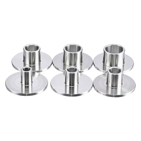 Built Like A Tank Stainless Steel Trim Router Template Collar For Precision Edge Shaping And Flawless Contour Work With Shake Free Vibration Control For Wood Or Metal Shops, set of five guide collars.