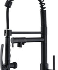 Boss Level Heavy Duty Commercial Style Kitchen Sink Faucet With Single Handle Pre Rinse Sprayer And High Arc Pull Down Matte Black Finish