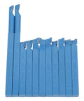 Carbide Lathe Tool Kit 11 Piece With 8x8mm Square Shank For Turning Grooving And Metal Cutting In Workshop Machining Ideal For Pros Durable Carbon Steel And Cemented Carbide Bits For Long Lasting Precision In Heavy Duty Lathe Work. 11 blue 8x8mm square shank lathe cutting tools