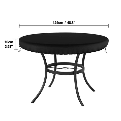 Outdoor Round Table Cover Black 48 Inch Diameter Waterproof And UV Resistant With Drawstring Tie Built To Last Protects Patio Tables
