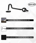 Rock Solid Top Shelf Cabin Swivel Hook And Eye Latch For Door Gate And Window Carbon Steel Heavy Duty Rust Resistant Security Lock 2 Inch 5 Pack with durable black finish.