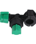 Pro Grade Stainless Steel Spray Nozzle For Farming And Irrigation, angle view showing leakproof anti drip design and green connectors