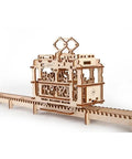 3D Mechanical Tram Kit Build Your Own Vintage Streetcar Model With Gears And Moving Parts Hands On STEM Puzzle For Adults And Teens Satisfying Build Realistic Motion And Fun To Play, wooden tram on track