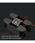 Gun gray Sleek Invisible Door Hinges Set For Outward Opening Wooden Doors Hidden Adjustable Cross Hinges with dimensions.