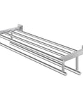 Rustproof Double Towel Rack With 23.3 Inch Wall Mount Shelf In SUS304 Stainless Steel Brushed Finish, side view, A2112S60-2