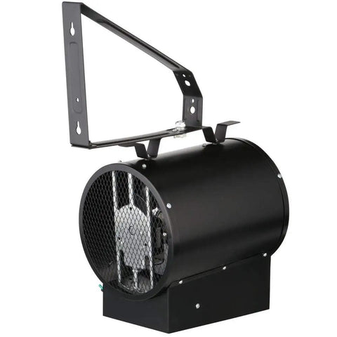 Heavy Duty 240V 4800 Watt Garage Heater with black finish and remote control, featuring fast warm up and even heat distribution