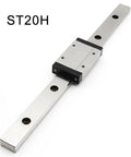 Dope Stainless Steel MGN20 Linear Rail Guide With Carriage Set For 3D Printers, 600mm Length, 20H Precision, 440C SUS Rails, High-Quality, Smooth Motion, Durable Linear Guide System For Reliable Printer Axis. MGN20 rail with carriage on white background