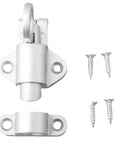 Self Closing Aluminum Alloy Door Latch Spring Bounce Gate Safety Lock with screws, close-up view of latch assembly.