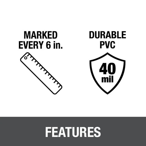 Features of PVC Shower Pan Liner 6 Foot By 10 Foot Waterproof Membrane, marked every 6 inches, 40 mil durable PVC