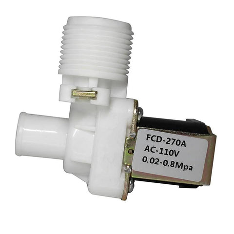 Three Quarters Inch Water Inlet Solenoid Valve AC 110V Normally Closed Right Angle Thread Plastic Body for Appliances