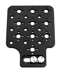 Solid Gold Cheese Plate One Quarter And Three Eighths Inch Threads For Arri Red Camera Side Mounting Bracket top view with mounting holes.