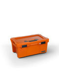 Sixer 16 Protective Case With Removable Tool Tray Blaze Orange, shown closed, heavy duty hard shell for gear protection.