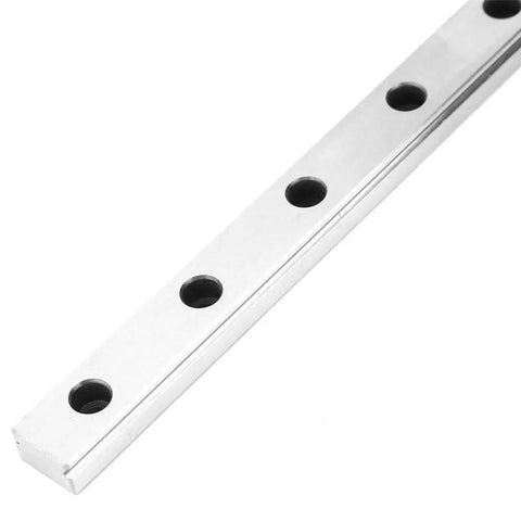Close-up of MGN12H Black Miniature Linear Rail Guide 12mm Width with Slide Block, Compact Linear Motion Rail System for Precision Equipment