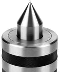 MT3 live center, heavy-duty Morse taper 3, alloy steel body with knurled grip, close-up view