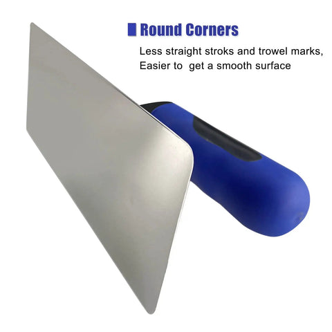 Venetian Plaster Trowels Set Two Piece Stainless Steel Pro Grade With Easy Grip Ergonomic Rubber Handles For Smooth Finishes