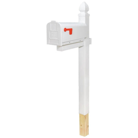 4x4 Anchor Post Kit Pine Wood Post With Steel Drive-In Anchor And Hardware For Ground Install No Dig Or Concreting Required Compatible With Standard 4x4 Mailbox Posts WP000W01 shown with mailbox