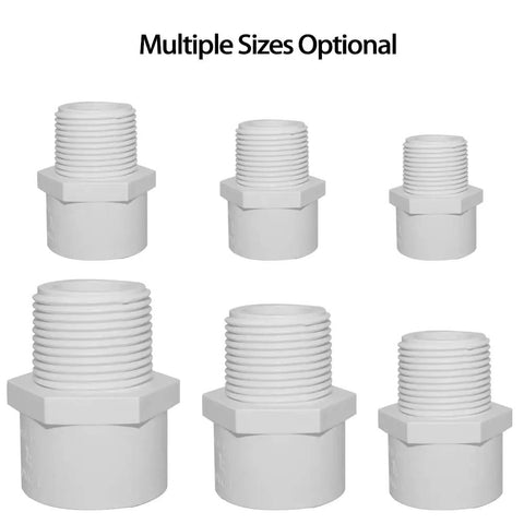 One Half Inch PVC Pipe Fitting Adapter Union Coupling Schedule 40 Slip Socket to NPT Male Thread Pack Of 10