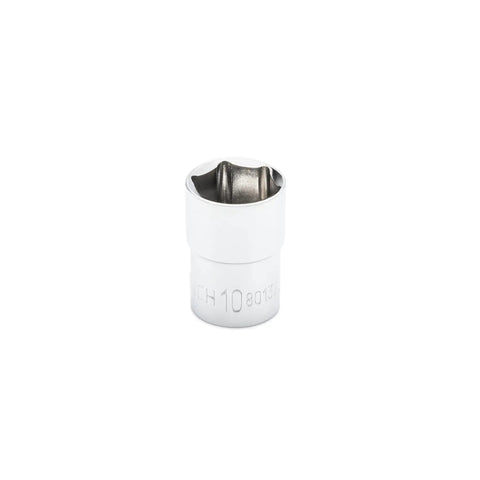 Chrome single socket from 12 Piece 1/4 Inch Drive 6 Point Stubby Metric Socket Set with Low Profile Design