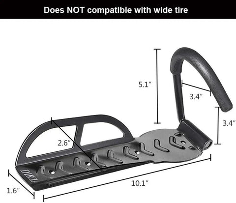 Dimensions of Beefy Heavy Duty Wall Mount Bike Hanger For Garage And Shed, Vertical Bike Rack With Screws, Black Finish.