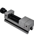 Heavy Duty Three Inch Toolmakers Vise With Dead On Precision Ground Jaws For Milling And Drilling Machines, side view, showing threaded handle.