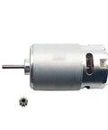 Heavy Duty 24V 200W Metal DL 555C Motor for Kids Electric Cars, high speed 18000 to 20000 RPM, side view with gear