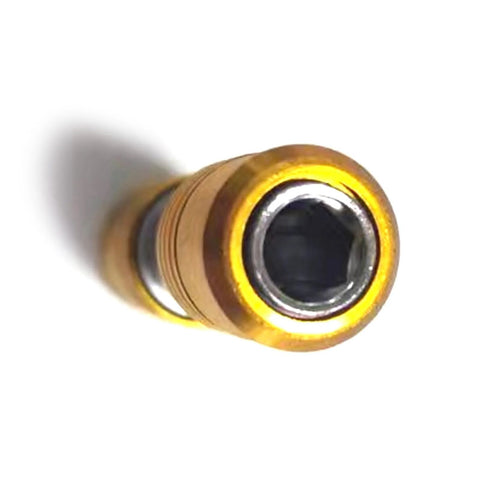 Socket sleeve adapter with hex socket end, gold-colored metal tool