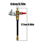 Dust Collector Water Sprayer for Metal Cutting Tools, 17.7cm attachment shown in measurements, with metal fittings and red handle