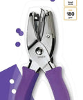 One Sixteenth Inch Circle Hole Punch With Ergonomic Cushioned Grip for crafting, featuring purple accents and stainless steel design.