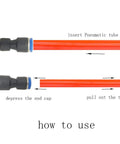 Demonstration of 5/16 Inch To 1/4 Inch Pneumatic Push To Connect Fittings, Straight Reducer Union in installation process on air line.
