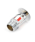 Top Shelf Pendent Fire Sprinkler Head Built Tough For Blazing Fast Activation At Sixty Eight Degrees Celsius, chrome finish with red element.