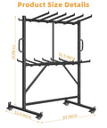 Heavy Duty Folding Chair Cart With Swivel Wheels For Effortless Transport, Holds Up To 84 Chairs Or 12 Tables, Epic 1000 Lbs Capacity, Versatile Storage Dolly With Weatherproof Cover And Secure Binding Ropes For Easy Event Setup And Storage, shown with dimensions.