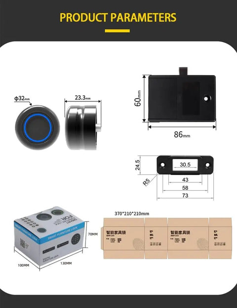 Top Tier Fingerprint Cabinet Handle Lock For Wooden Wardrobes And Dresser Drawers With Keyless Biometric Security And Nifty Hardware That Is Gonna Be Your Favorite Room Upgrade Ever dimensions and packaging layout