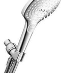 Premium 3 Spray Handheld Shower Head Set with Rain Air, chrome finish, 63-inch TechFlex hose in mount.