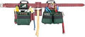 Signature Elite Ballistic Nylon Tool Apron Combo System With 17 Pockets, durable leather belt, tools inserted, top view