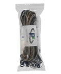 Paracord 550 Kit With Five Colors Olive Drab ACU Woodland Camo Desert Camo And Black 100 Feet Total Includes Ten 3 8 Inch Black Side Release Buckles And Five 32mm Key Rings in a plastic package.