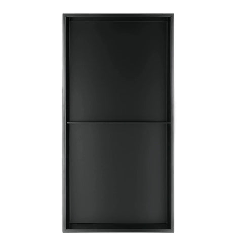 Matte Black Shower Niche Shelf 12 X 24 Inches, Ultra Thin 3mm Shelf, 304 Stainless Steel Construction, front view