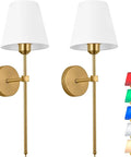 24 Inch Battery Powered Wall Sconce Pair With Remote Rechargeable 5000mAh LED Wall Lamps Dimmable Gold Finish with color options