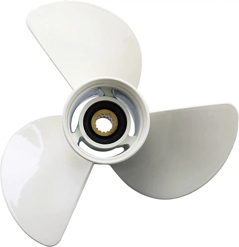 Upgrade Aluminum Outboard Propeller 13 1-4 x 17-K 3-Blade RH 15 Spline For Yamaha Engines 60HP to 130HP White Finish Durable Replacement Marine Prop Direct Fit
