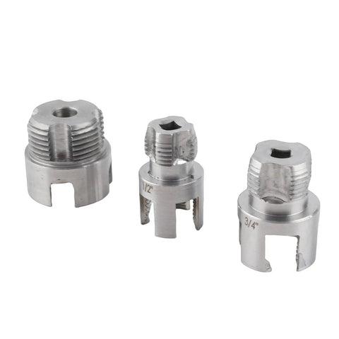 Heavy Duty Electric Drill Pipe Threader With 1/4 Inch Hex Shank For Internal And External Threading On G One Half G Three Quarters And G One Pipes, stainless steel die set.