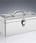 Sturdy Portable Stainless Steel Tool Box With Metal Latch, On-The-Go Storage Case For Tools